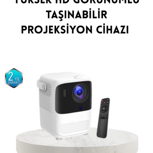 Taşınabilir Akıllı 1080P Projektör – 64GB Hafıza, 2GB RAM, Full HD Görüntü, Kumandalı