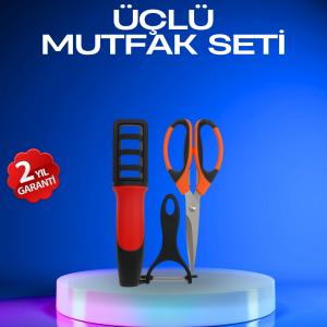 Profesyonel Mutfak Makas Seti –  Kesim Makası + Soyacak + Bileyici