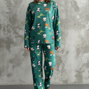 Kadın Yılbaşı Konsept Oversize Pijama Takımı - Yumuşak Doku Pijama Takım