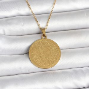 316L Çelik Gold Renk Ayetel Kürsi Yazılı Kolye - TJ-BKO11059