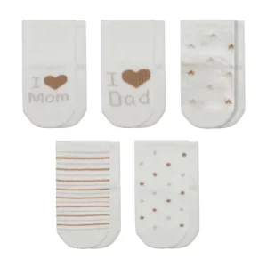 Mom Dad Kutulu Penye Soket Çorap 5li 10148 Ekru Kahve