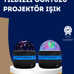 360° Dönen Galaxy Projektörlü Gece Lambası –  Yıldızlı Gökyüzü Efekti
