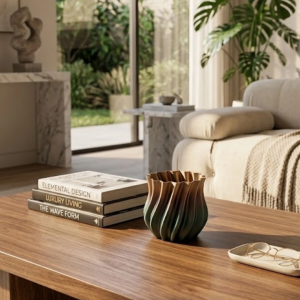 3d Kıvrımlı Siyah Metalik Vazo Modern Dekoratif Şık Ev Aksesuarı