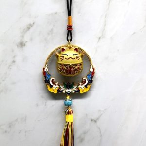 Renkli Püsküllü Şans Kedisi Feng Shui Askılık Alk4452