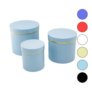 3PCS YUVARLAK MAT RENKLİ - DÜZ RENK KARTON HEDİYE KUTUSU 18-16-12CM (5296)