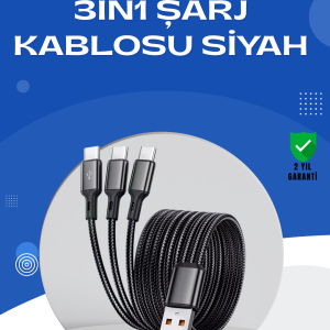 Evrensel 3 Başlıklı Şarj Kablosu – iPhone Huawei Samsung İçin