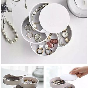 4 Katlı Dönebilen Silindir Takı Ve Makyaj Organizer Kutusu