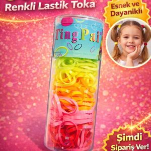 50 Adet Renkli Lastik Toka Seti Kutu İçinde Karışık Renkli Saç Lastiği Çocuk ve Kadın Saç Tokası