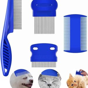 4'lü Bit Pire Tarağı Set Kedi Köpek Evcil Hayvan Tüy Toplayıcı Mavi