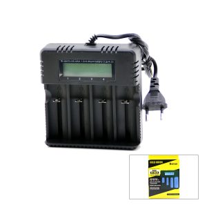 4LÜ PİL ŞARJ ALETİ 3000mA 4.2V FİŞLİ=AC 100-240V ETC - 26650 - 18650 - 16340 (5296)