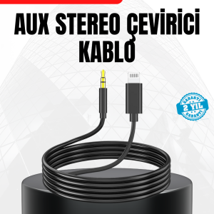 1 Metre Lightning to Aux Çevirici Kablo Stereo Ses Yüksek Kalite