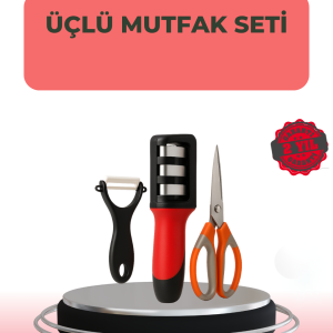 3 Parçalı Çok Fonksiyonlu Mutfak Makas Seti – Paslanmaz Çelik, Ergonomik Tasarım