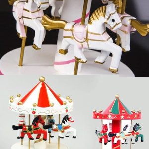 BUFFER® Nostaljik El Yapımı Atlı Karınca Müzik Kutusu Kırmızı Mavi