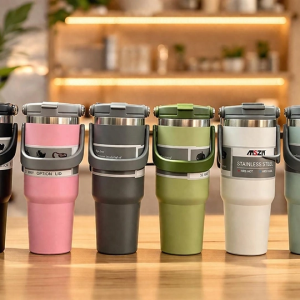 700 Ml Taşıma Kulplu Paslanmaz Çelik Termos Mug - Vakumlu Isı Yalıtımlı Bardak Alk4628