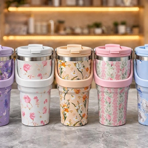 700 Ml Taşıma Kulplu Paslanmaz Çelik Termos Mug - Vakumlu Isı Yalıtımlı Bardak Alk4629