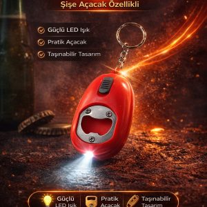 Mini LED Anahtarlık Fener Açacak Işıklı Şişe Açacak Anahtarlık 1 Adet