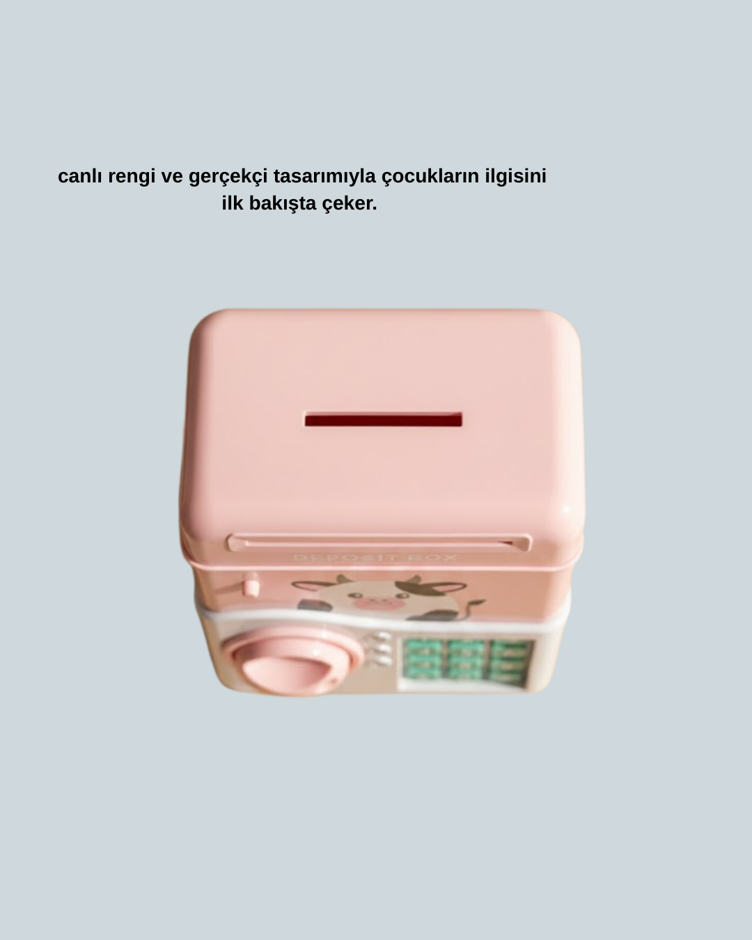Pembe Elektronik Şifreli Otomatik Para Çeken ATM Kumbarası - Görsel 3