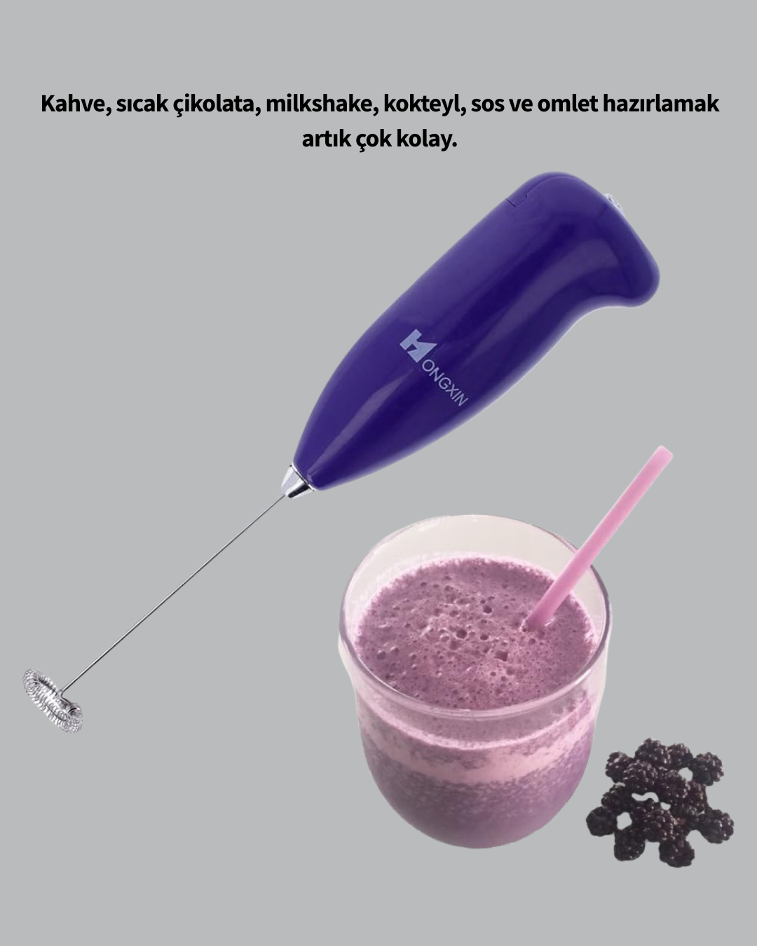 Mini Pilli Portatif Karıştırıcı – Cappuccino, Latte, Frappe ve Kahve Köpürtücü - Görsel 3