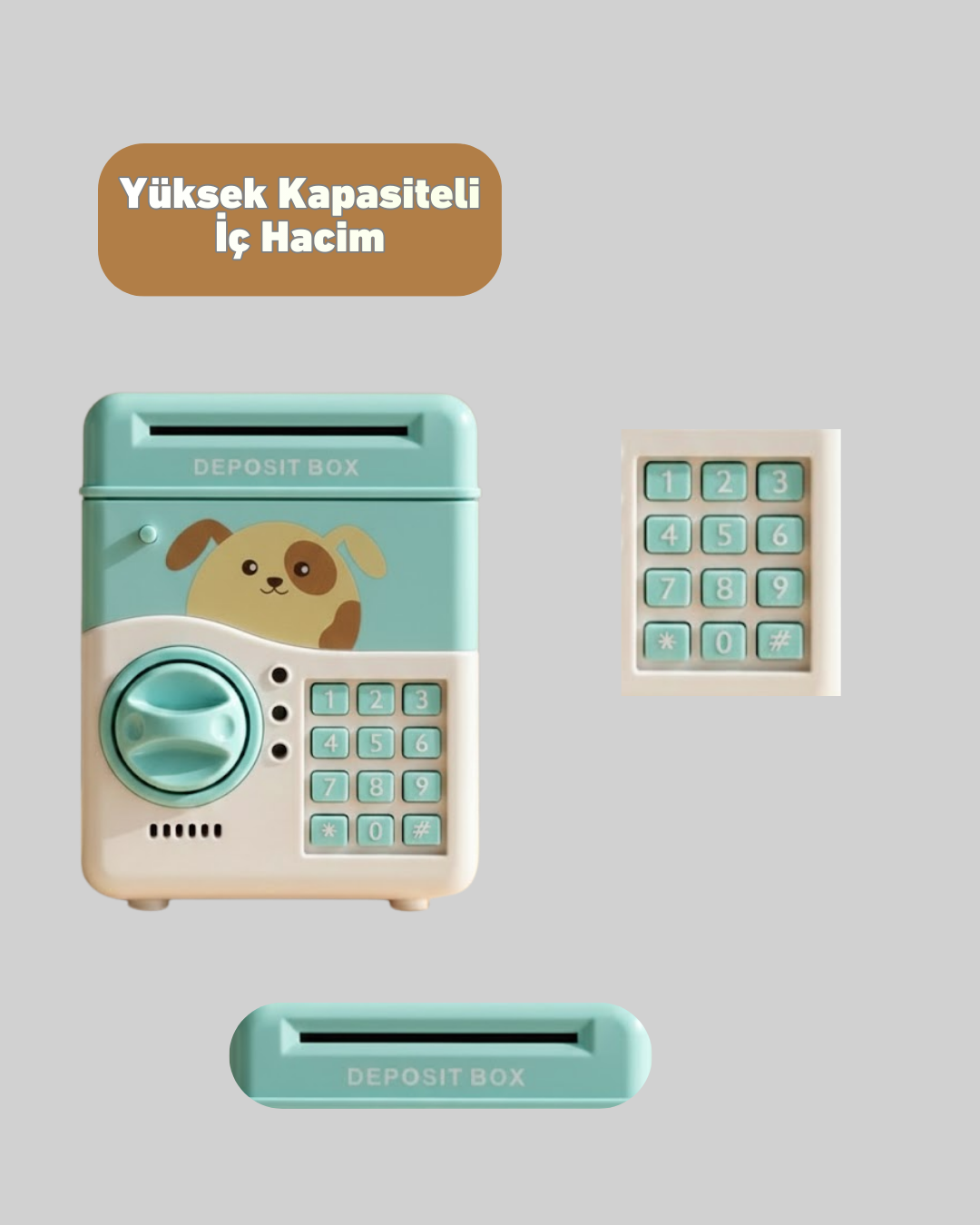 Su Yeşili Elektronik Şifreli ATM Tasarımlı Para Biriktirme Kumbarası - Görsel 4