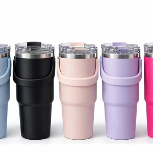 900 Ml Taşıma Kulplu Paslanmaz Çelik Termos Mug - Vakumlu Isı Yalıtımlı Bardak Alk4631