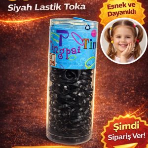 50 Adet Siyah Lastik Toka Seti Kutu İçinde Siyah Renkli Saç Lastiği Çocuk ve Kadın Saç Tokası