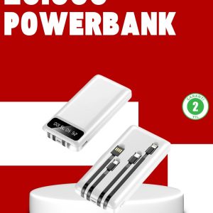 20.000mah Pd Powerbank Led Işık Lcd Ekran Dahili Kablo Çoklu Giriş