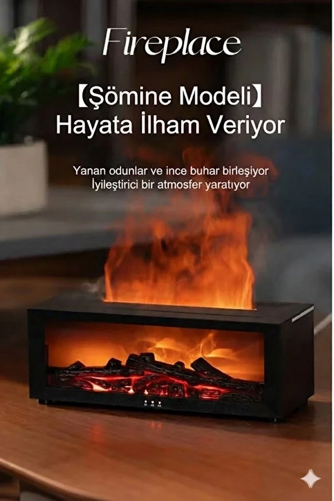 A4 Şömine Esintili Aromaterapi Difüzörü Ultrasonik Hava Nemlendici - Görsel 4