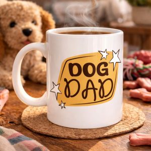 Dog Dad Kupa MODEL 184 – Köpek Babası Temalı Porselen Kahve Kupası – Köpek Severlere Özel Hediyelik Kupa