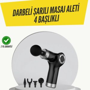 Mini Masaj Tabancası 4 Başlık 6 Hız Ayarlı