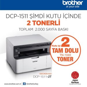 BROTHER DCP-1511-2T MONO LAZER YAZ/TAR/FOT (2 TAM DOLU TONER)