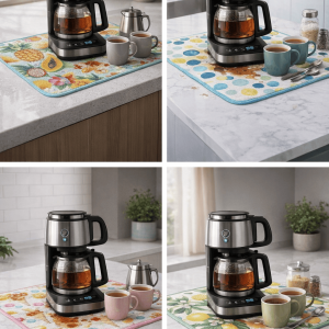 Çay Matı Çay Makinesi % 100 Mikrofiber Altlığı Su Emici Tezgah Koruyucu Kurulama Matı