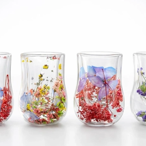 Çift Camlı Çiçekli Bardak Alk4470
