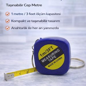 Mini Şerit Metre 1 Metre 3FT Anahtarlık Ölçü Metresi Taşınabilir Cep Metre 1 Adet