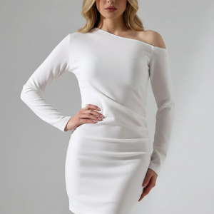 Kadın Tek Omuz Asimetrik Kesim Bodycon Elbise