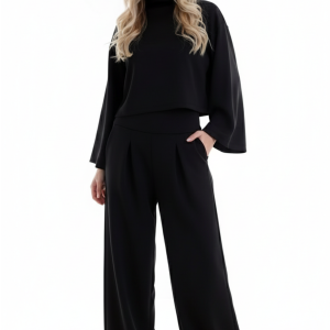 Bol Paça Yüksek Bel Cepli Palazzo Şık Pantolon