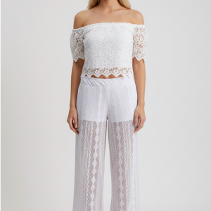 Beli Lastikli İçi Şortlu Bol Paça Rhat Kalıp Dantel Şık Cool ve Seksi Dantel Pantolon