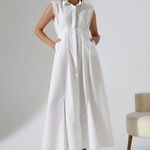 %100 Pamuk Poplin Düğmeli Balık Form Gömlek Elbise