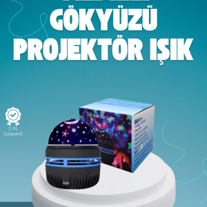 Döner Galaxy Projektör Gece Lambası – Ay ve Yıldız Işıklı Atmosfer Lamba, USB Bağlantılı