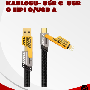 Dönüştürülebilir 4 Başlıklı Hızlı Şarj Kablosu – 1.2m, 65W, Dayanıklı ve Esnek Tasarım