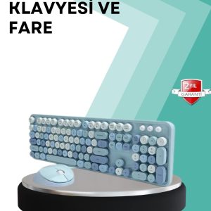 Kablosuz Klavye Ve Mouse Seti – Sessiz Tuş, Retro Tasarım
