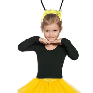 Gösteriler İçin Sarı Arı Tütü Etek ve Sarı Ponponlu Arı Taç Seti