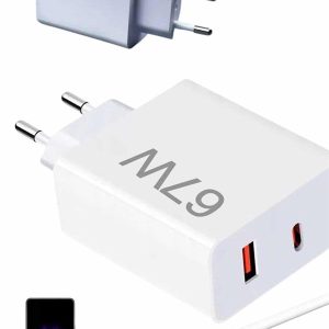 Hızlı Şarj Aleti Adaptörü Kablo Seti 67W Uzun Ömürlü Beyaz