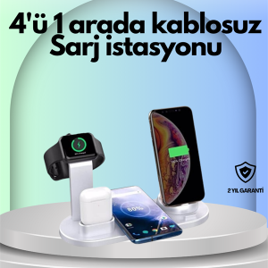 iPhone, Apple Watch ve AirPods ile Uyumlu 4'ü 1 Arada Şarj Ünitesi – Tüm Apple Cihazları Tek Noktada