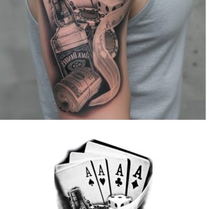 İskambil Dolar Zar Geçici Dövme Şablonu Büyük Boy