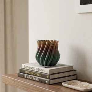 Koyu Metalik Kıvrımlı 3d Vazo Minimal Lüks Ev Ofis Dekoru