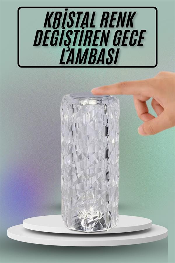 Masa ve Gece Lambası Şık ve Dayanıklı Sensörlü Şarjlı Kristal Lamba - Görsel 2