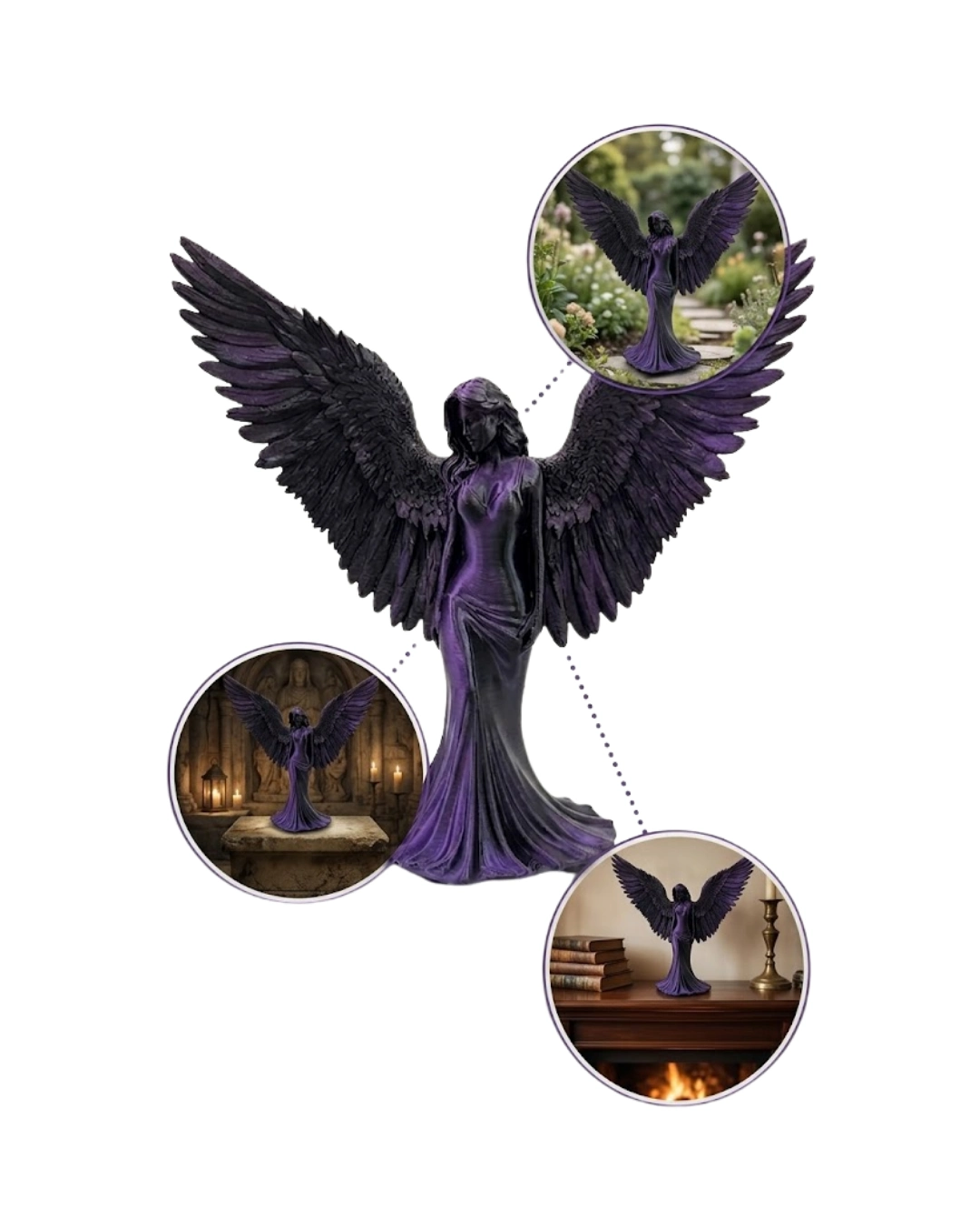 Mor Melek Biblo Küçük Boy Dekoratif Angel Figür Modern Ev Aksesuarı - Görsel 4
