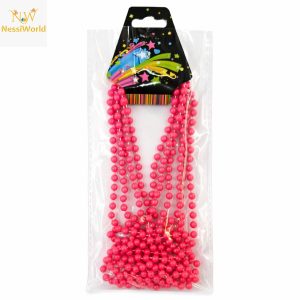 Neon Pembe Boncuk Kolye 80 cm – Retro 80’ler 90’lar Parti Aksesuarı