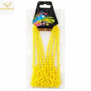 Neon Sarı Boncuk Kolye 80 cm – Retro 80’ler 90’lar Parti Aksesuarı