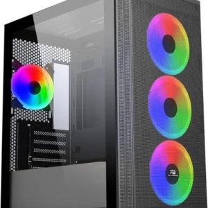 PowerBoost PB-P2252BB USB 3.0 Mesh Siyah 4x Ring ARGB Fanlı Mid Tower Gaming Kasa
